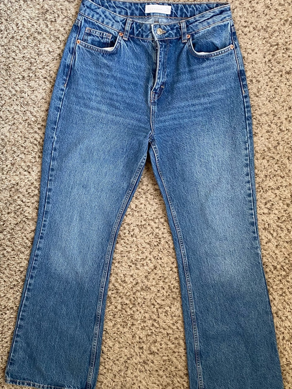 Topshop Women’s Boot Cut Mid to High Rise Blue Denim Jeans 8